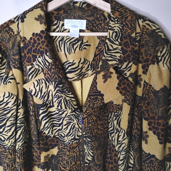 Studio C Leopard Print Jacket 24W | Zip Front Vintage Y2K Statement Fall Party - Picture 3 of 9